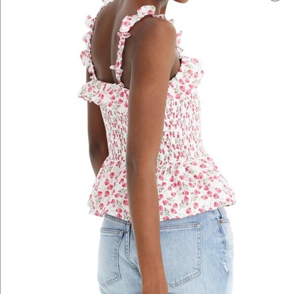 J.Crew Liberty Rose Smocked Ruffled Floral size L - Picture 5 of 7